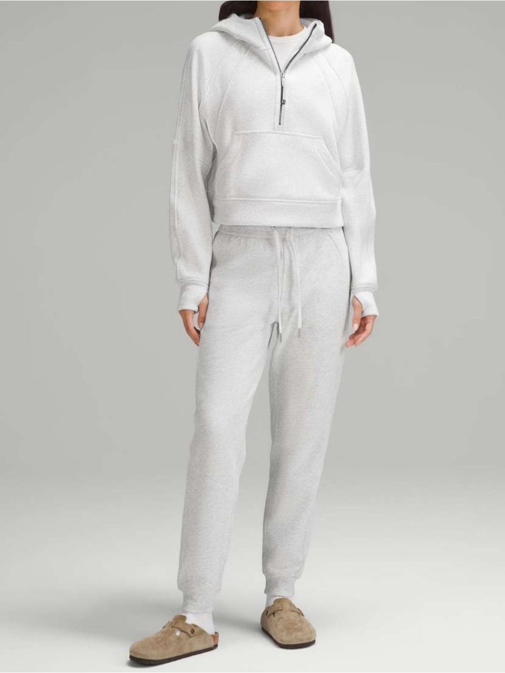 Lululemon Scuba Oversized Half-Zip Hoodie Plush Heathered Alpine White Size XS/S